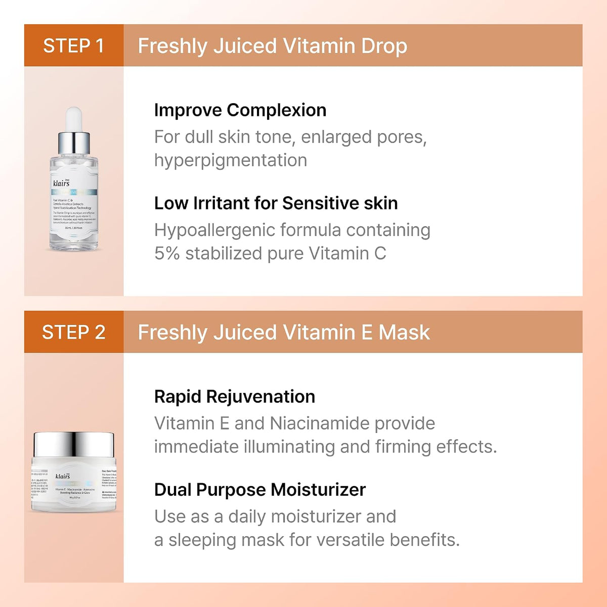 DearKlairs Ultimate Kit for Revitalizing Dull Skin, 2 Step Freshly Juiced vitamin Set, Vitamin Care Routine - Image 5