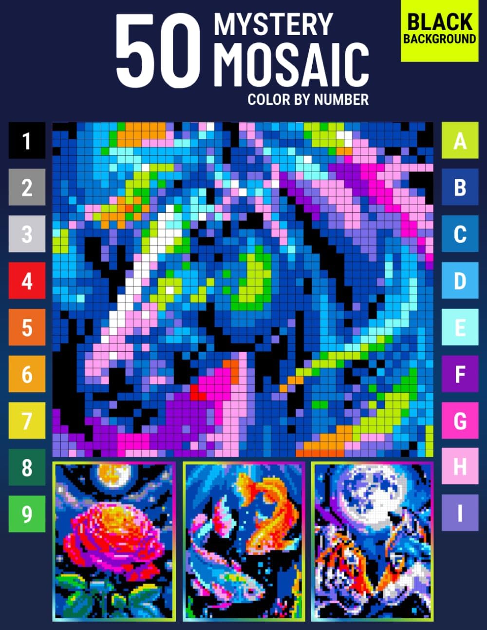Mystery Mosaic Color by Number for Adults Wild Beauty: A Creative Quest with Pixel Art Challenges and Designs for Relaxation (Neon Art Collection) - Image 1