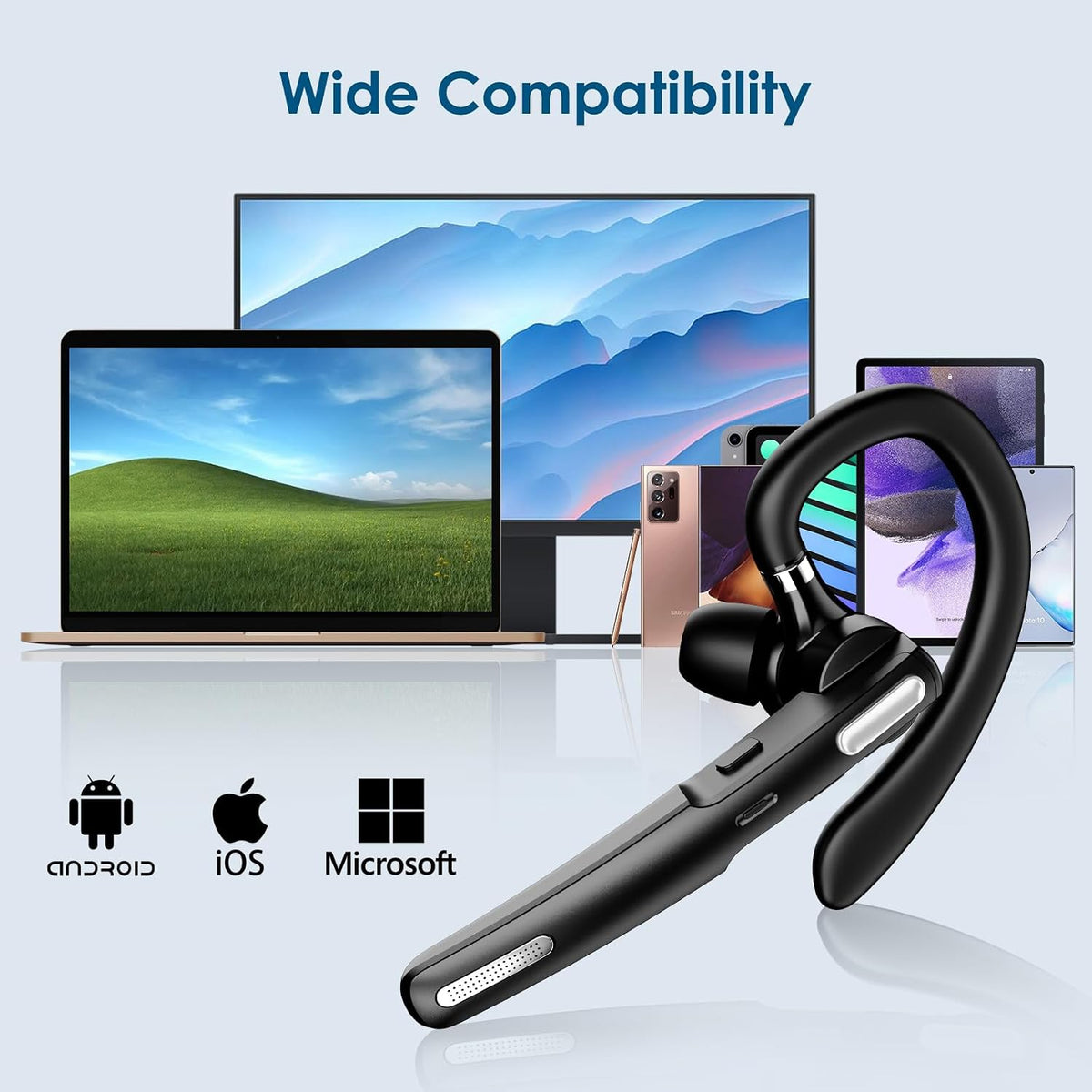 Icomtofit wireless earpiece ear hook adjustment view