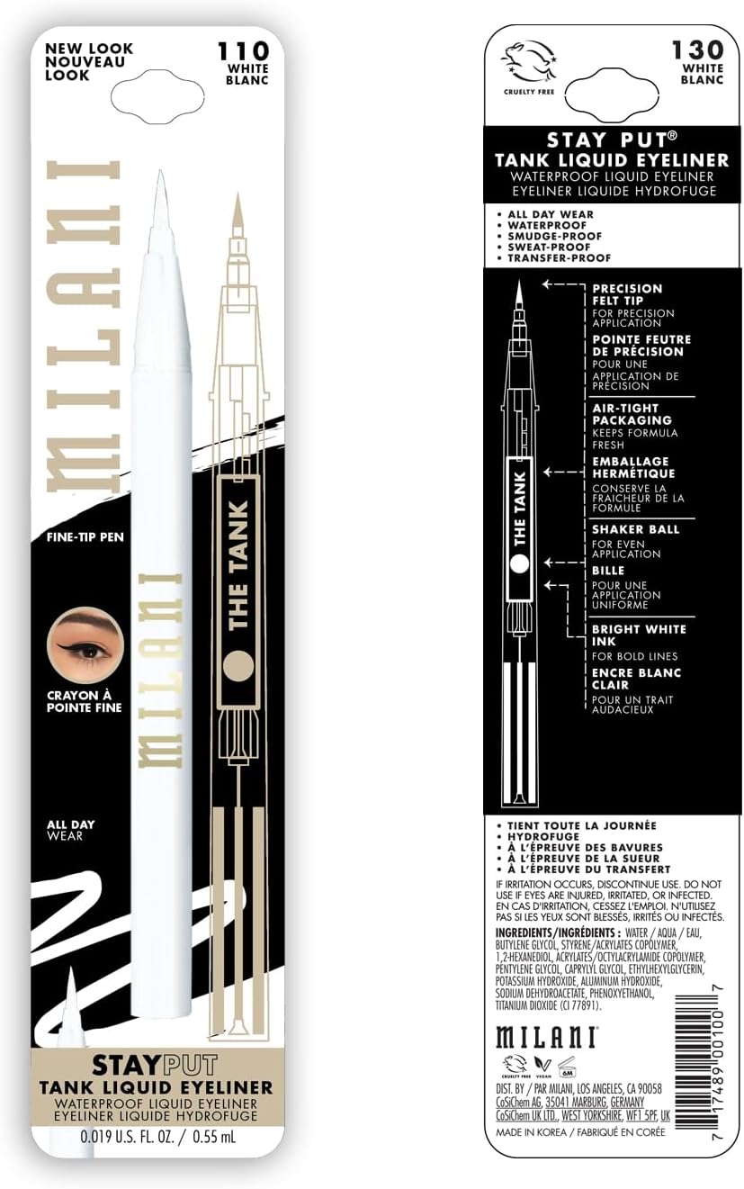 Side profile of the airtight storage tank liquid eyeliner pen by Milani.