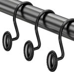 AmazerBath black shower curtain hooks front view showing modern elliptical design for bathroom decor.