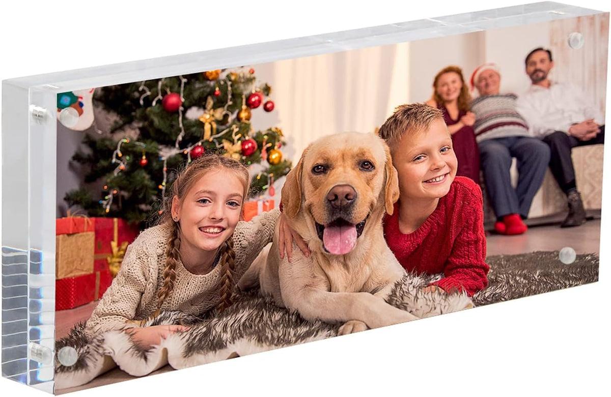 NIUBEE 5x5 Clear Acrylic Picture Frames 3 Pack, 20% Thicker Blocks Self Standing Magnetic Photo Frame, Desktop Card Display - Image 14