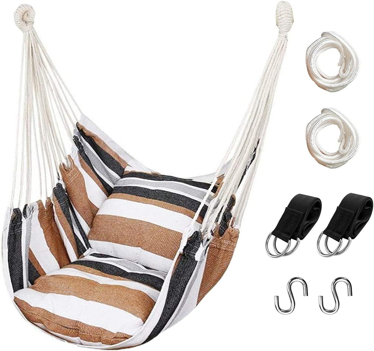 Hommtina dark gray hammock chair folded for portability
