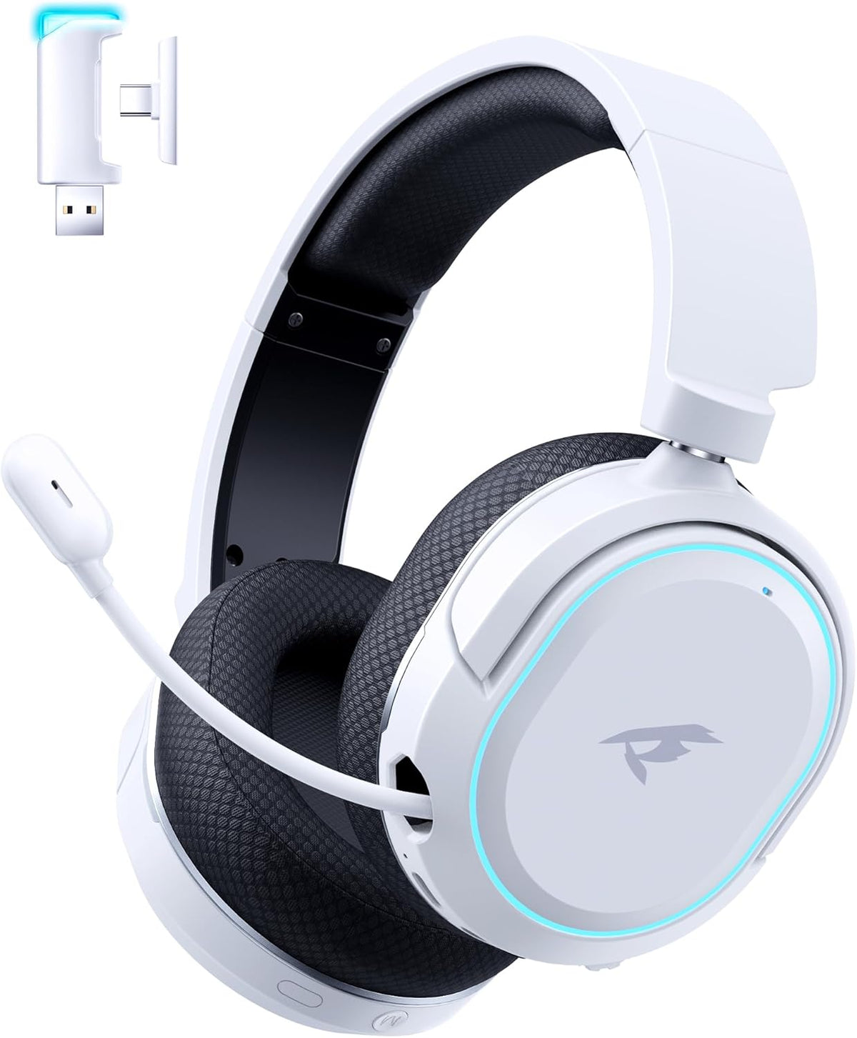 Valorise wireless gaming headset front view with RGB lighting