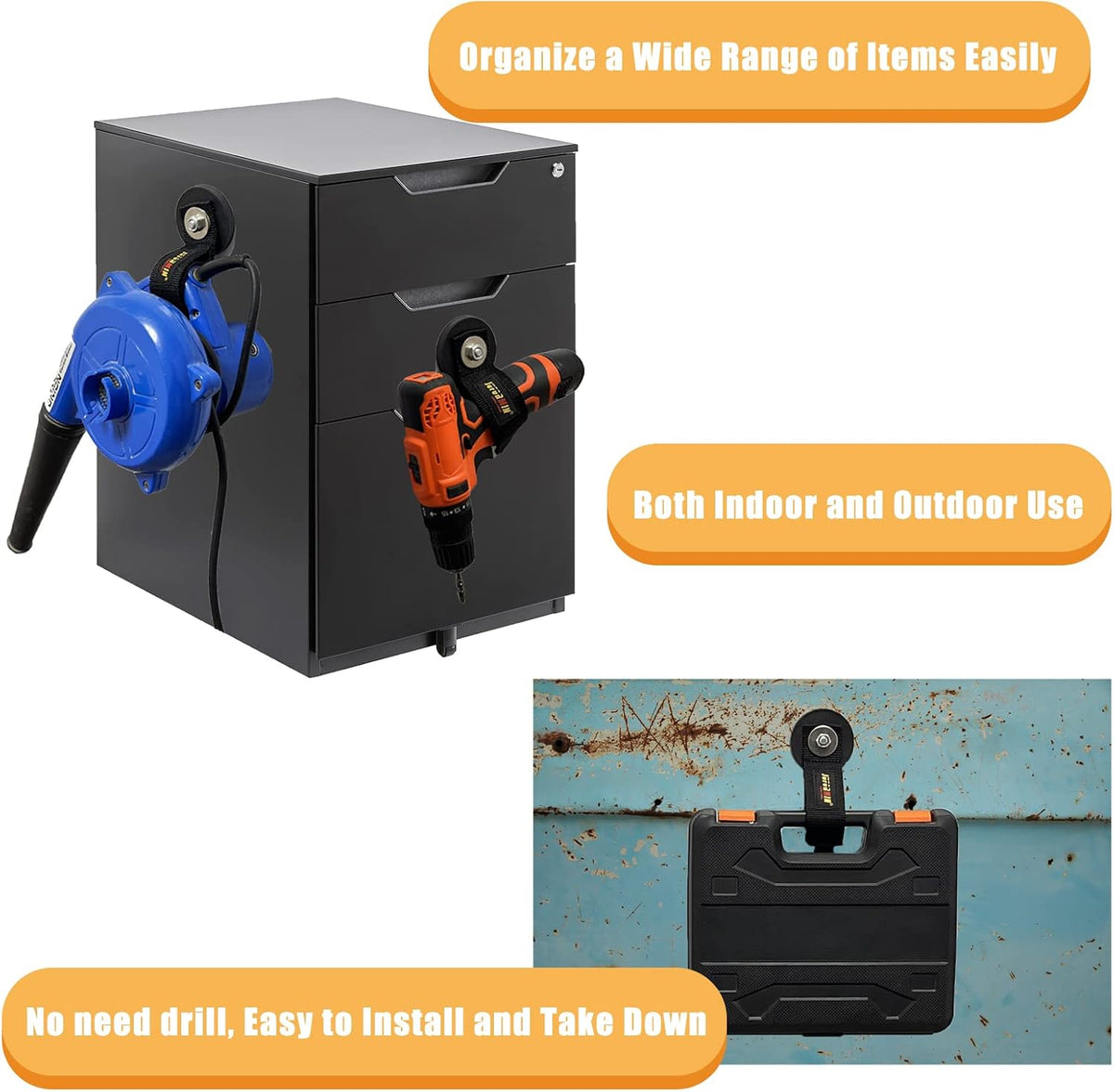 Juformin 4 pack heavy duty magnetic hooks package layout