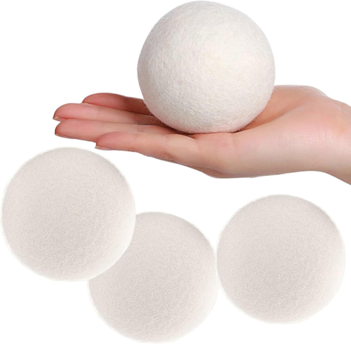 Mandorra organic wool dryer balls four pack front view showing premium packaging