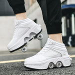 Deformation Roller Skates side profile showing hidden wheel sneakers