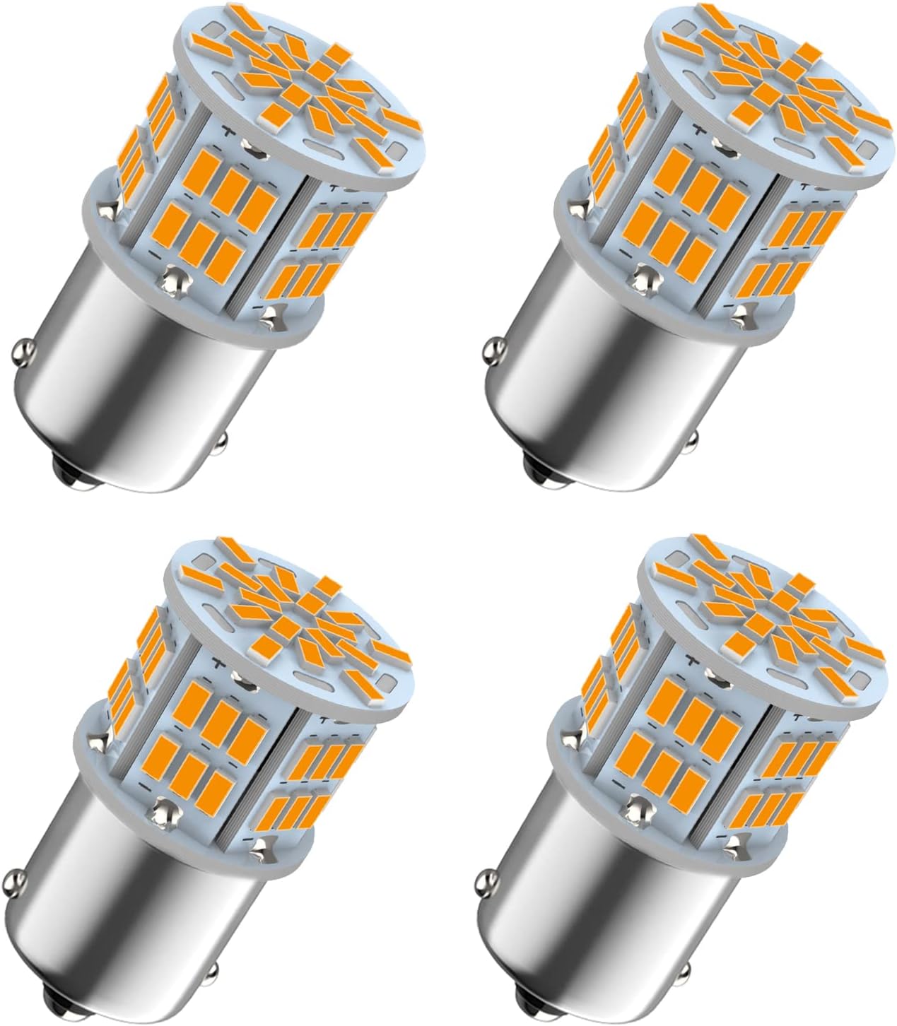 Melphan-Auto 1156 amber yellow LED bulbs four pack retail set view