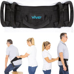 Vive gait belt front view with handles and metal buckle