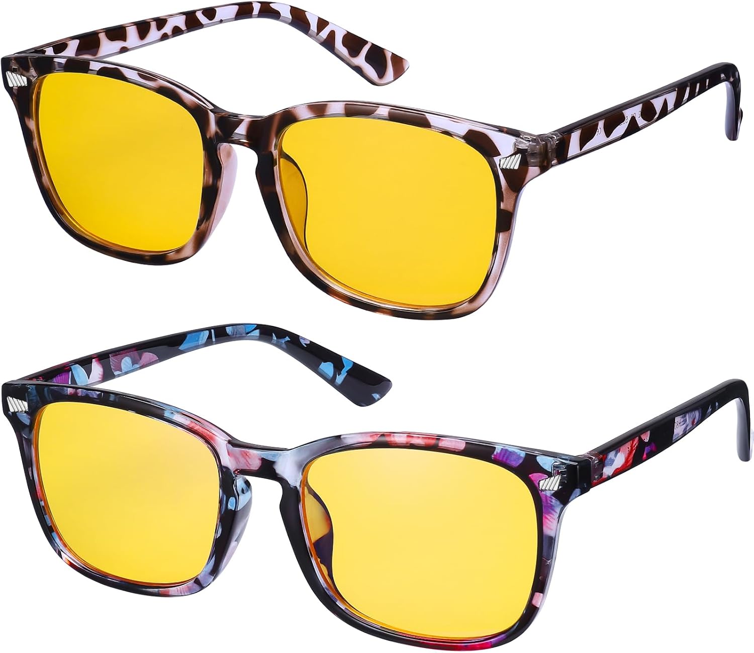 Yogo Vision night driving glasses front view showing yellow anti glare lenses