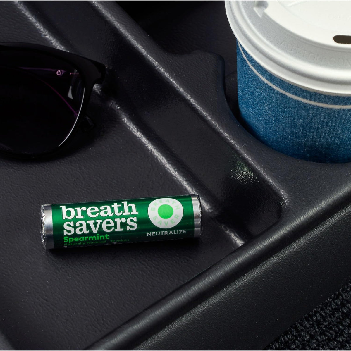 Breath Savers spearmint rolls ingredient information and nutrition facts on box back