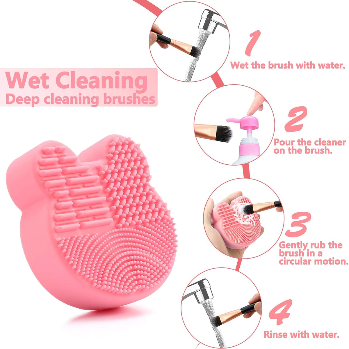 TailaiMei pink and purple brush cleaning mat reverse side