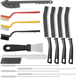 AONEZ fifteen piece crevice cleaning brush set front view showing assorted detailing scrapers and grout tools