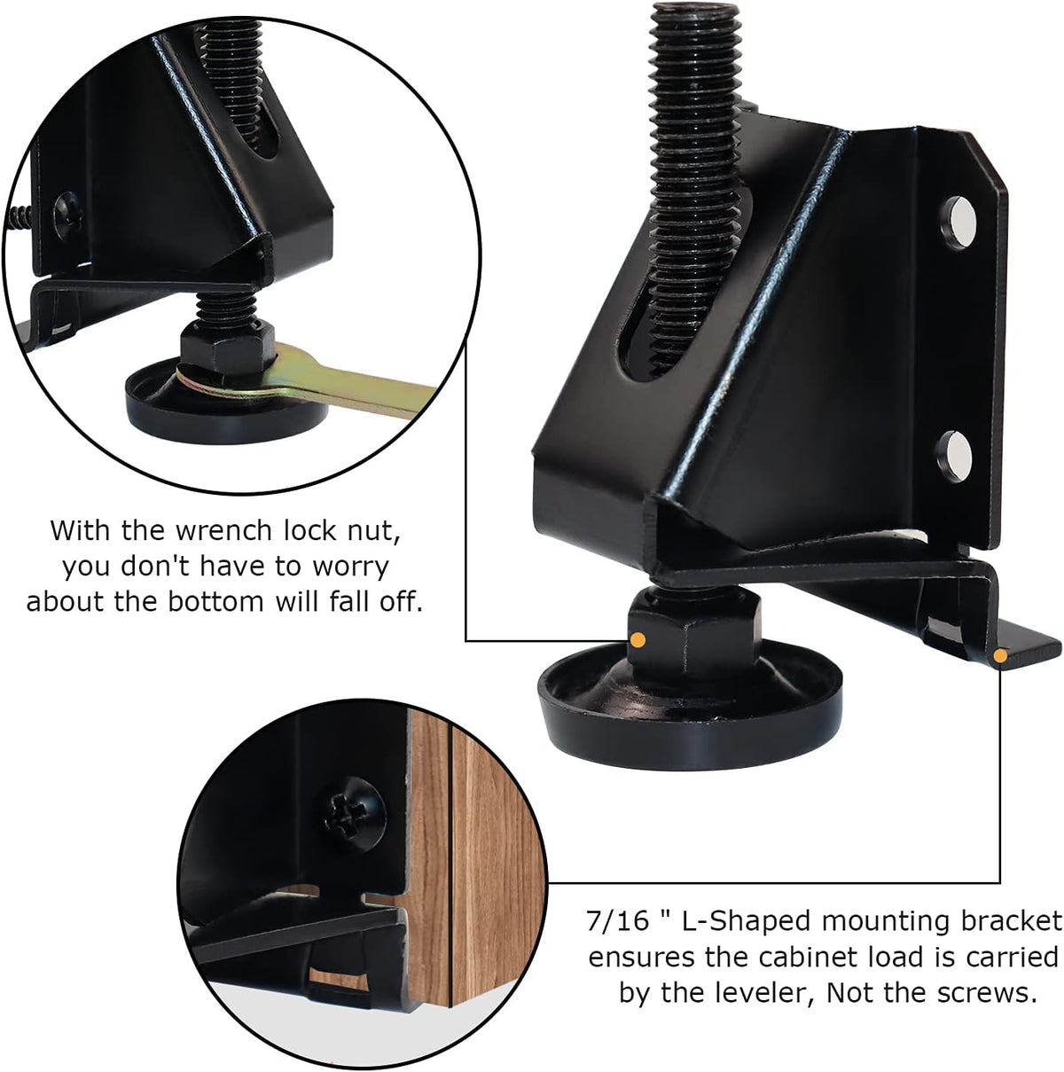 LOSCHEN adjustable table leg levelers threaded shaft detail