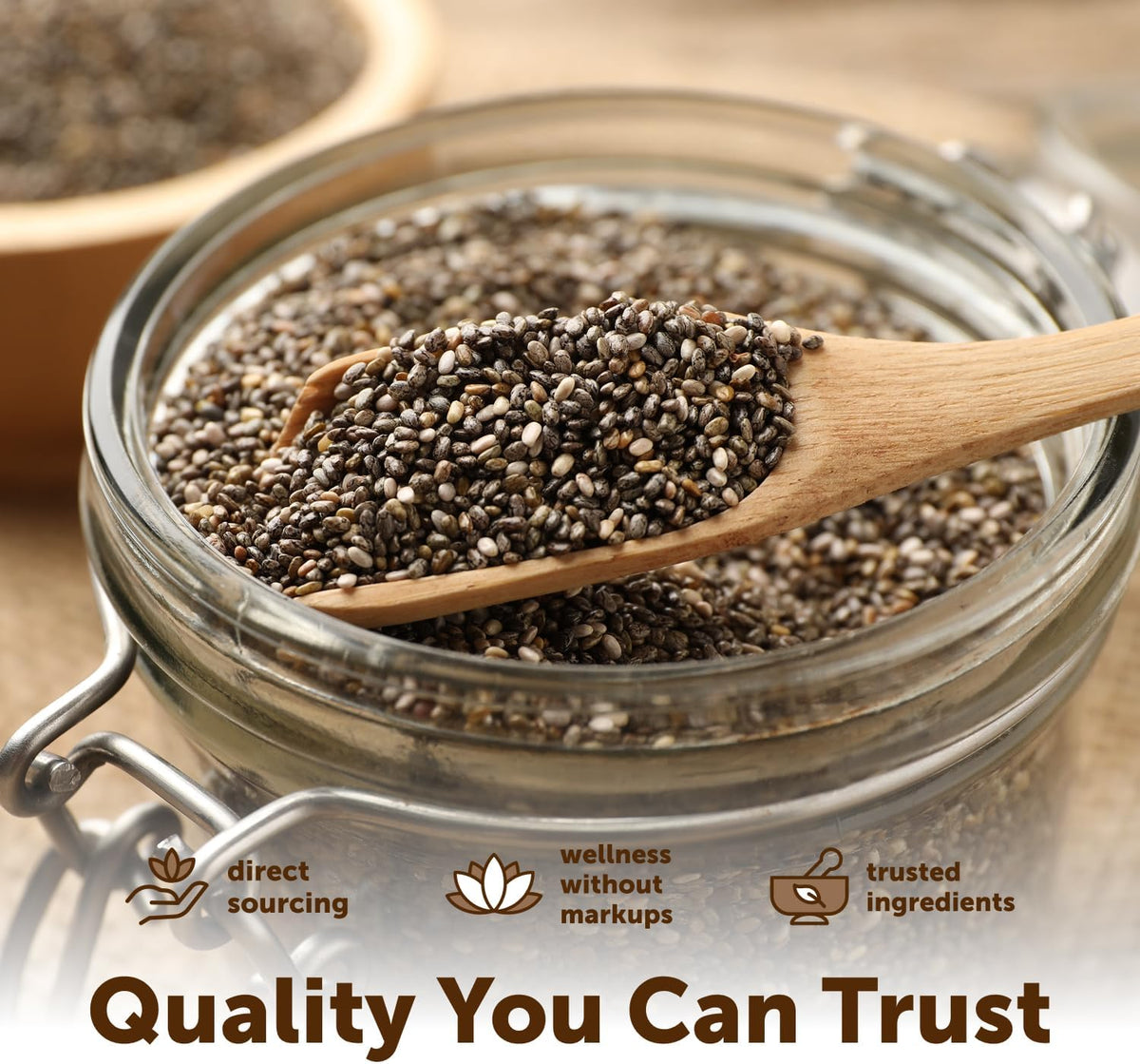 Micro Ingredients raw chia seeds measuring spoon scoop