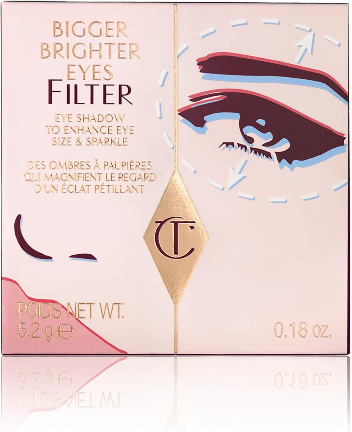 Close up texture shot of Charlotte Tilbury rose-gold eyeshadow shades