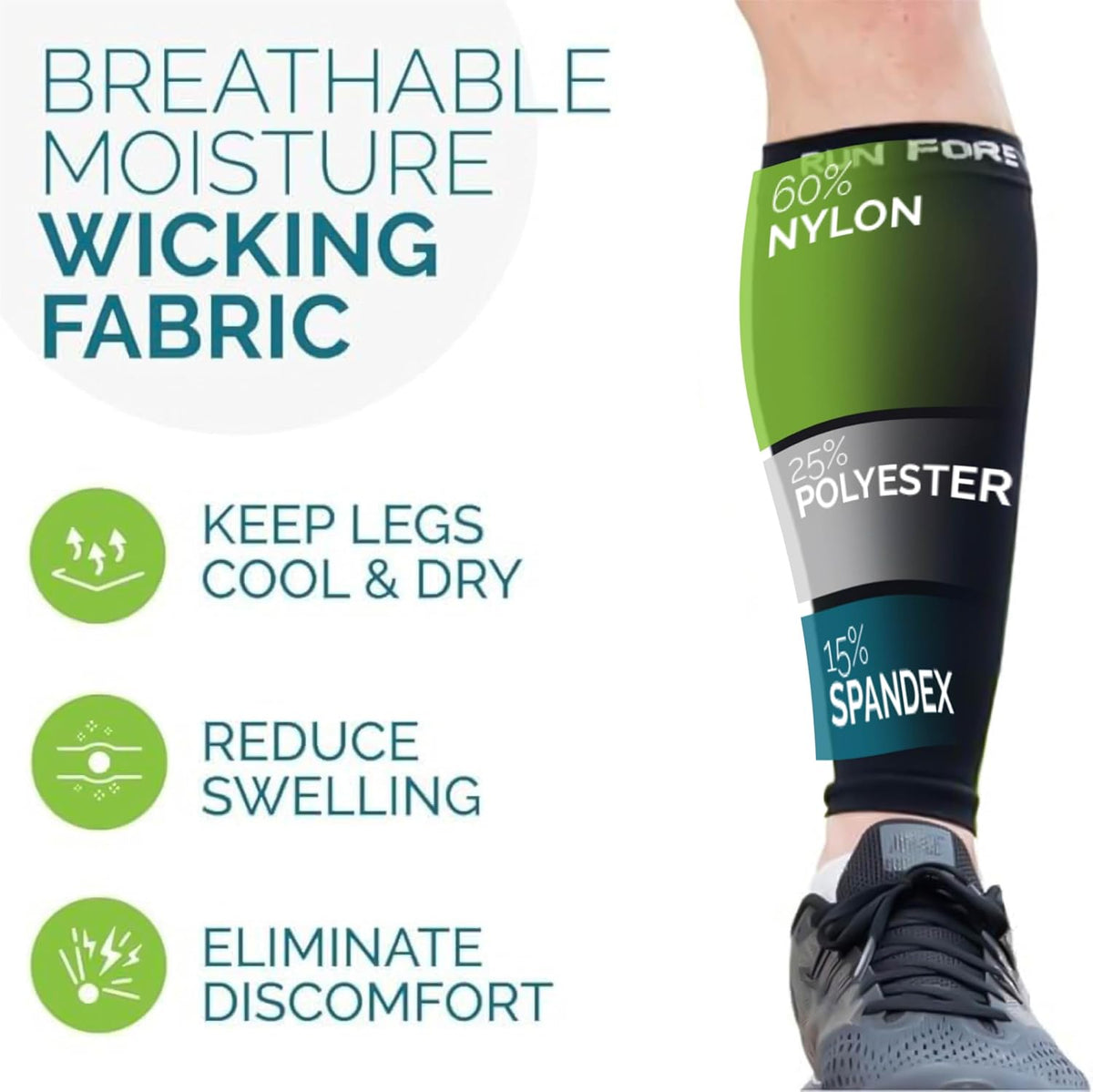 Run Forever athletic calf brace flat lay