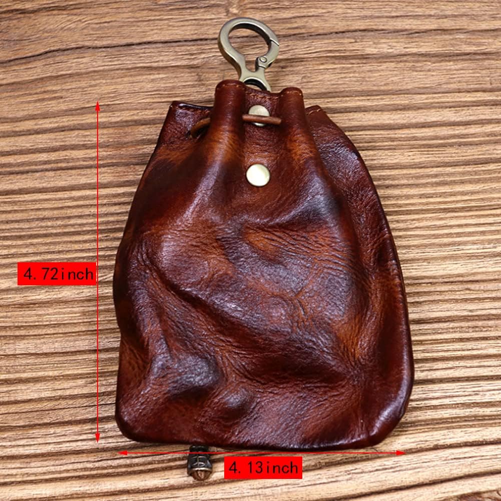 Wugebud leather drawstring coin organizer open view