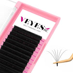 VEYES INC Easy Fan Volume Lash Extensions 03 05 07 J/B/L/C/CC/D/DD Curl 8-25mm Mixed & Single Length Tray, Matte Black Self Fanning Eyelashes, Professional Supplies for Lash Techs (0.07 C 17mm) - Image 1