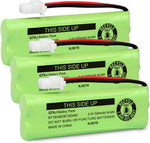 QTKJ cordless phone replacement battery pack front view showing the product label