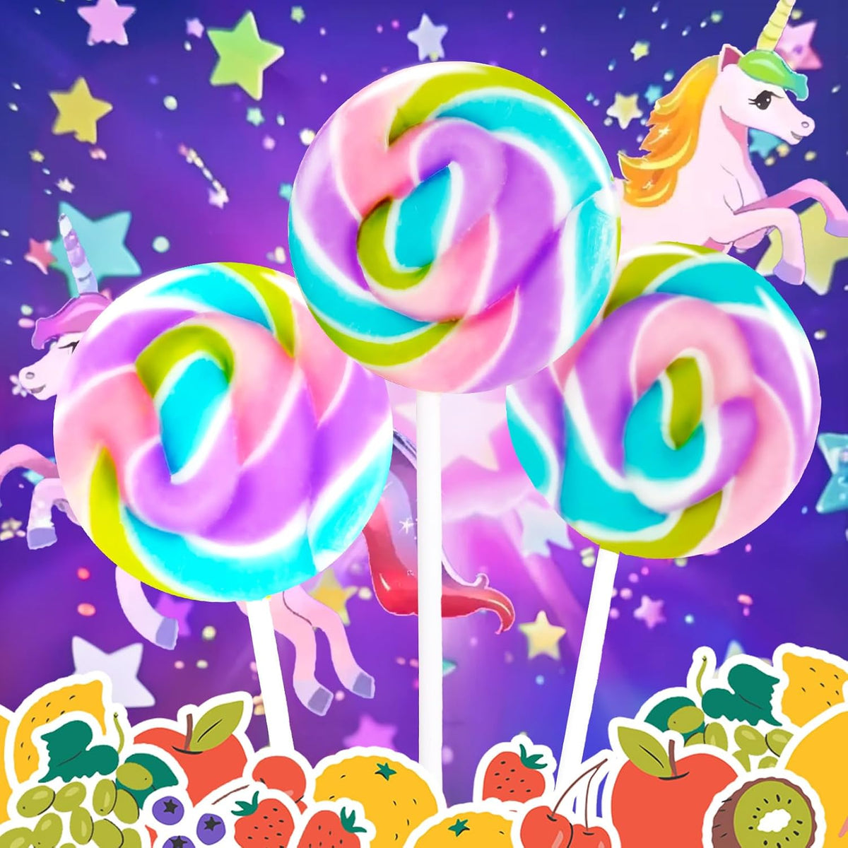 Individually wrapped Eora twist and swirl lollipops displaying their detailed spiral candy design.