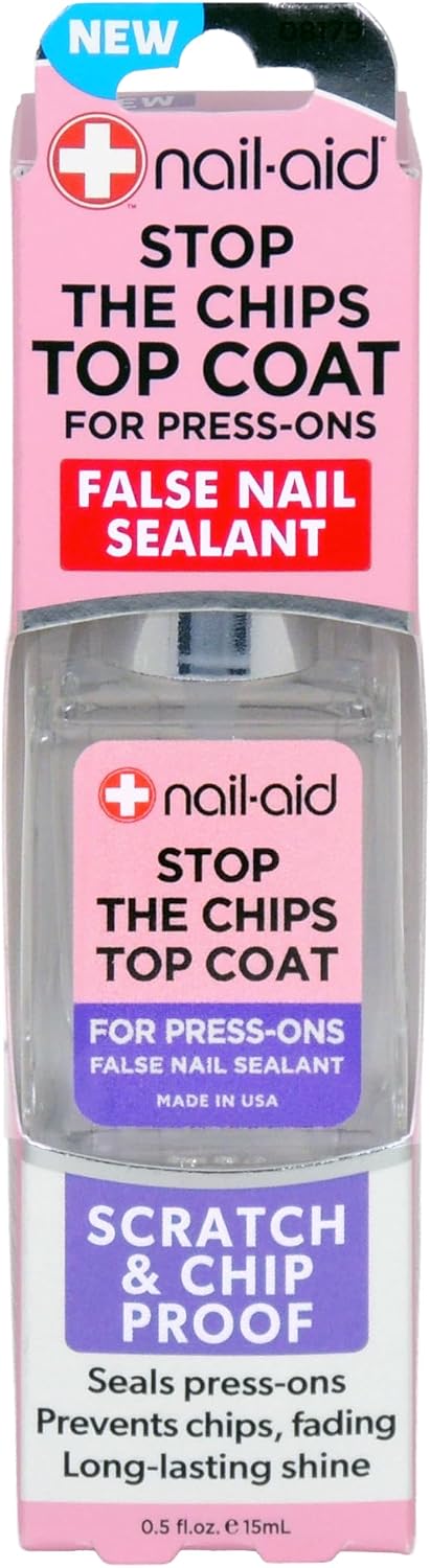 Nail-Aid stop the chips top coat for press-on nails front view bottle