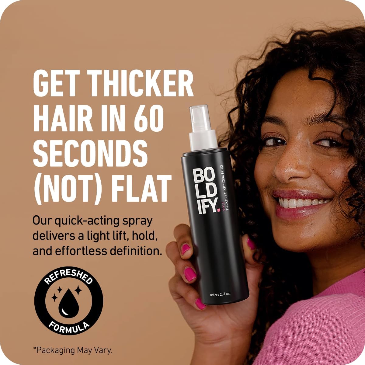 Boldify volumizing texture spray side profile