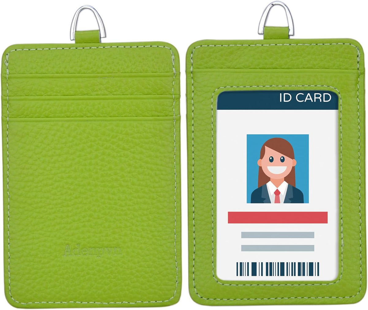 Genuine Leather id Badge Holder with Lanyard,Soft,ID Card Holder,Up to 20 Colors and Grains to Choose,frommultiple Card Slots,Vertical Work Name Badge case (187) - Image 9