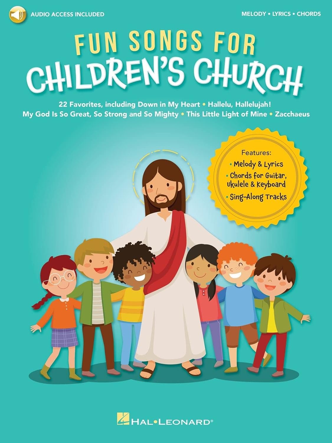 Fun Songs for Children's Church | 22 Christian Songs for Kids with Guitar Ukulele Piano Sheet Music | Worship Songbook for Sunday School and VBS | Melody Lyrics and Chords with Online Audio Tracks - Image 1