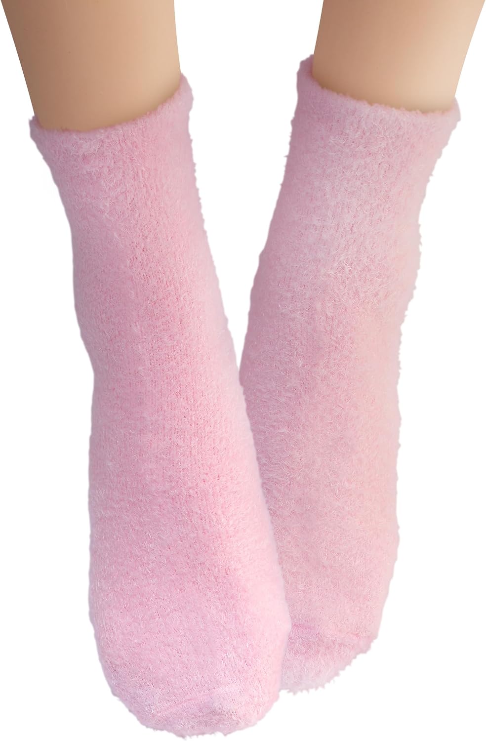 Side angle view of pink Earth Therapeutics therapeutic foot socks