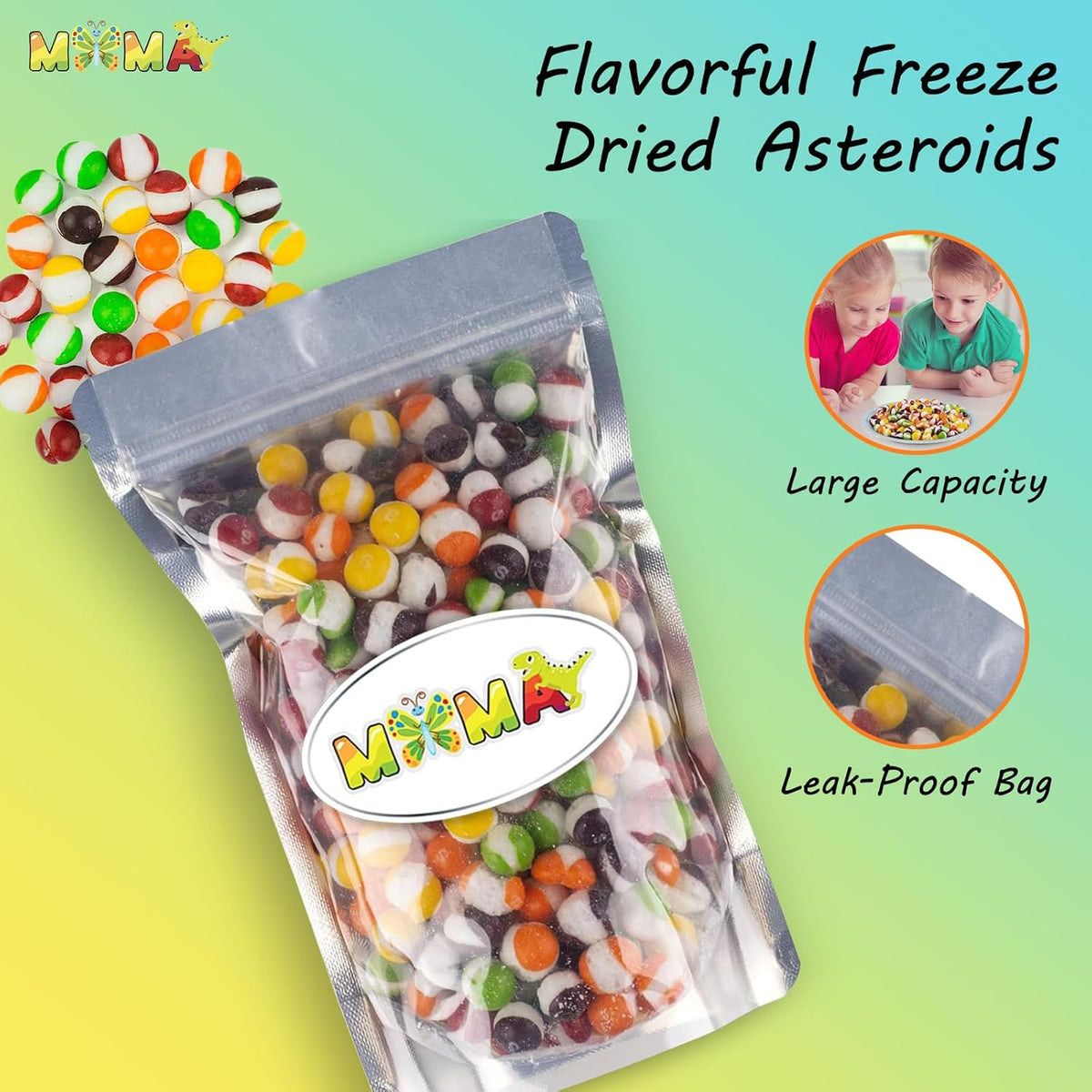 MIMA MIMA freeze dried fruit candy spread on a table