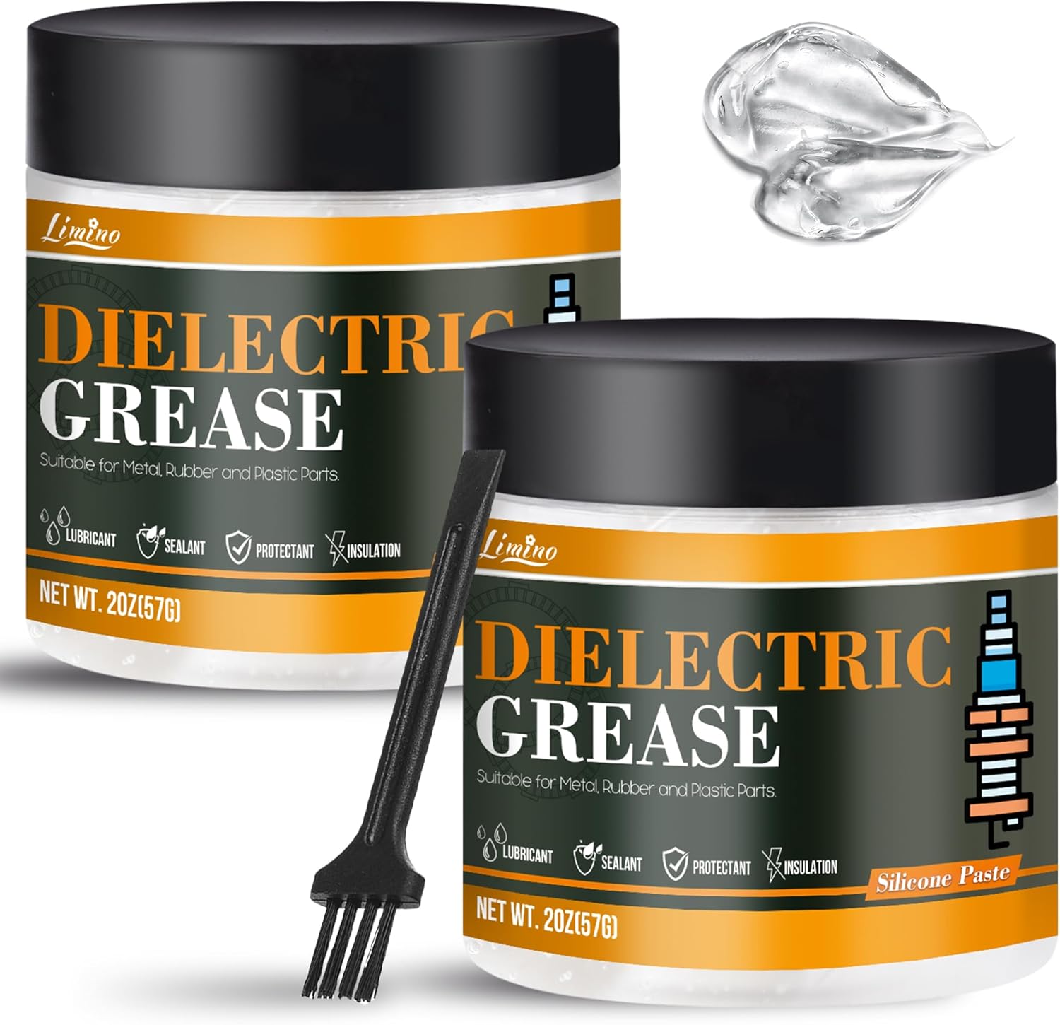 Limino Dielectric Grease four ounce front view of the automotive silicone paste container
