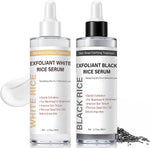 PIVETOS Glow Rice Exfoliant Ampoule Duo front packaging view showcasing both black and white rice peel shots.