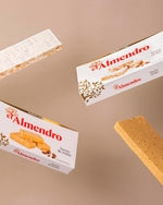 Authentic creamy almond torrone imported dessert packaging side angle