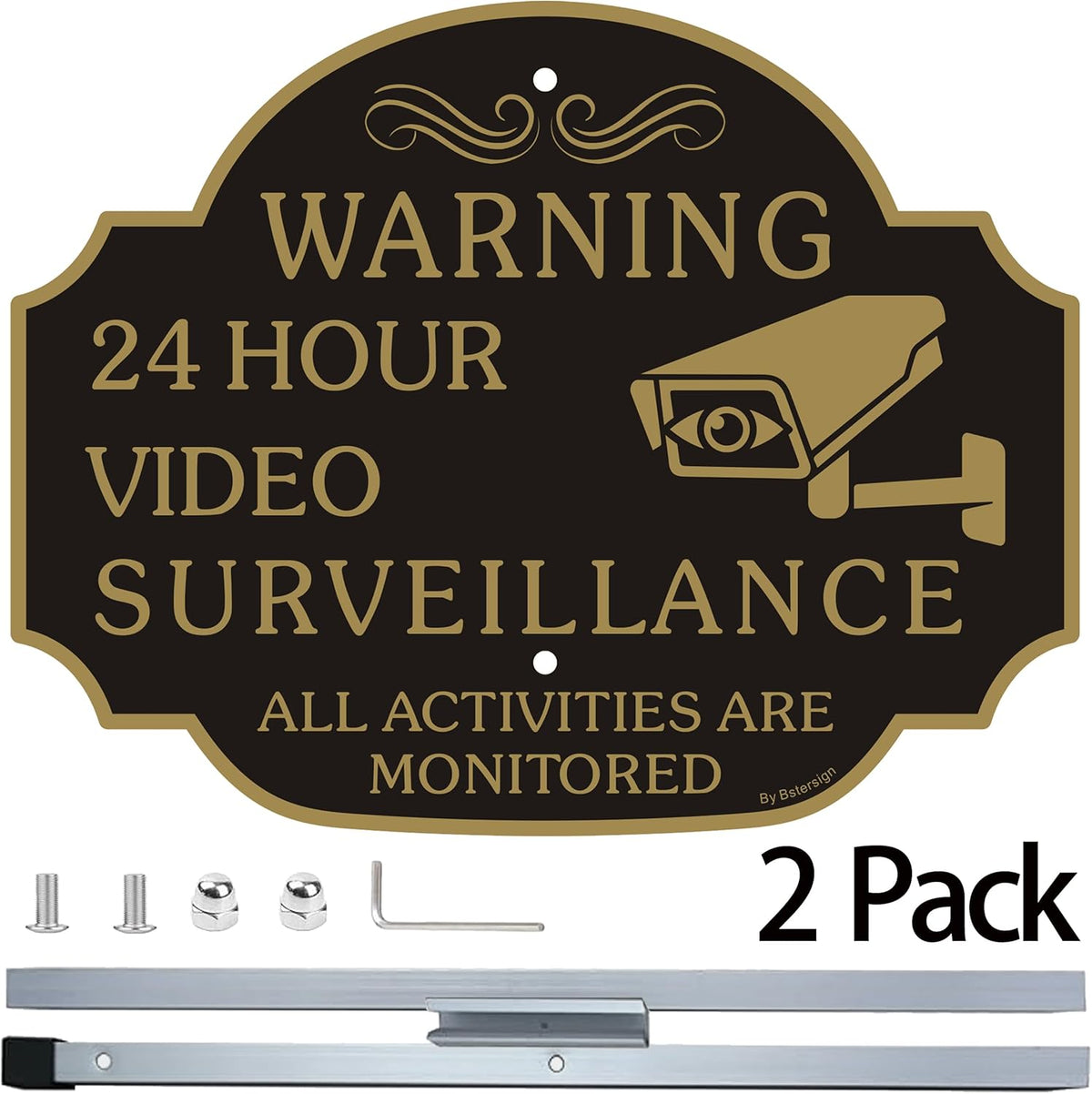 Bstersign reflective aluminum security sign with metal stake