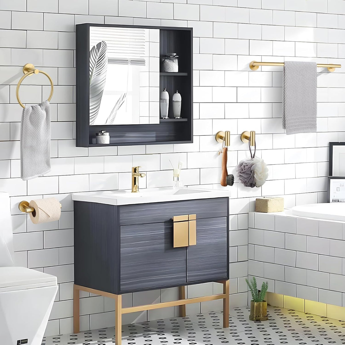 Lairuier bathroom hardware set showcasing concealed mounting brackets