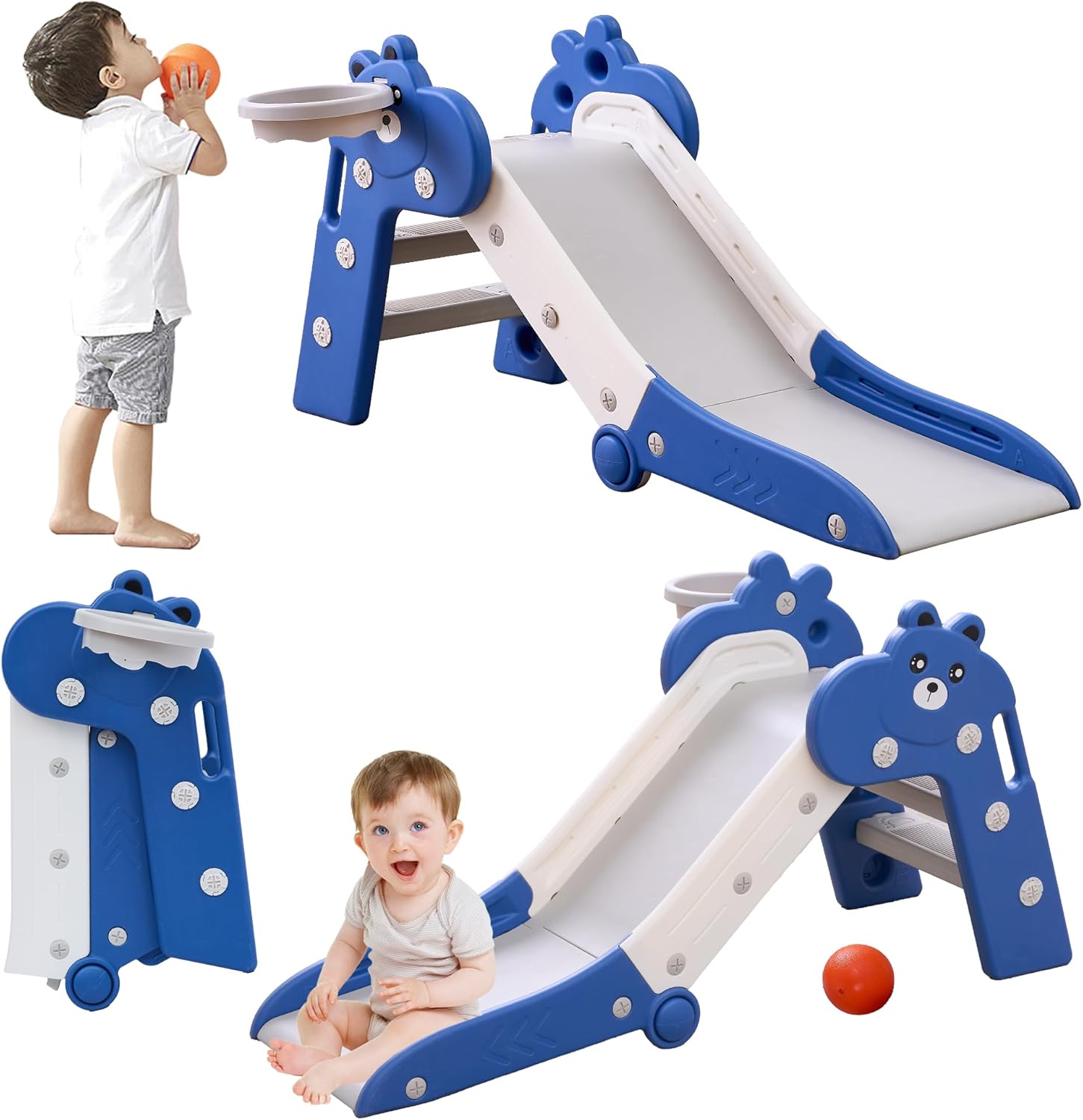 Gitawusa toddler slide with basketball hoop front view