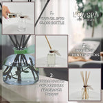 Sandalwood diffuser refill bottle showcasing label and branding