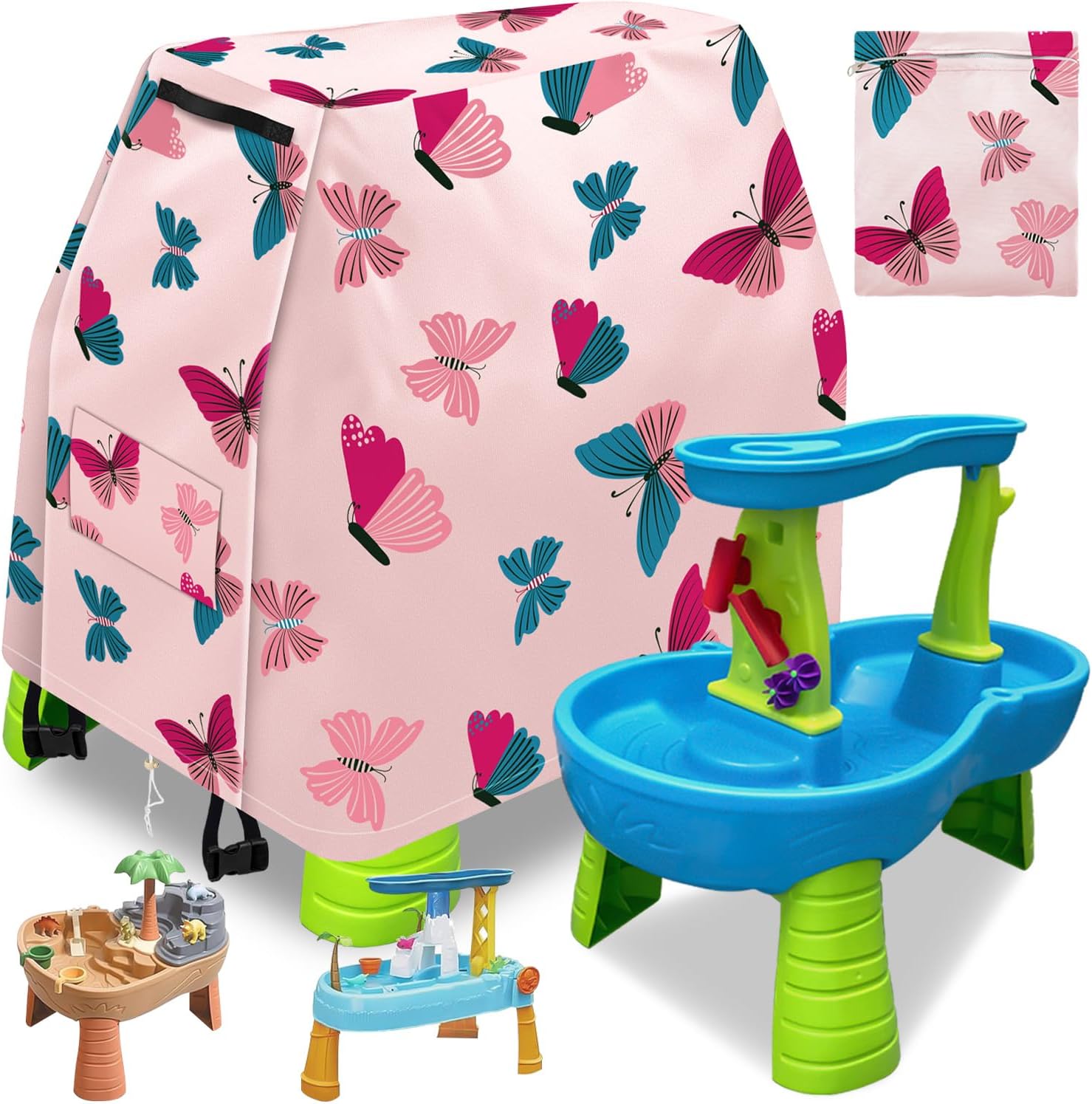 Intoypad kids water table cover front view featuring butterfly pattern