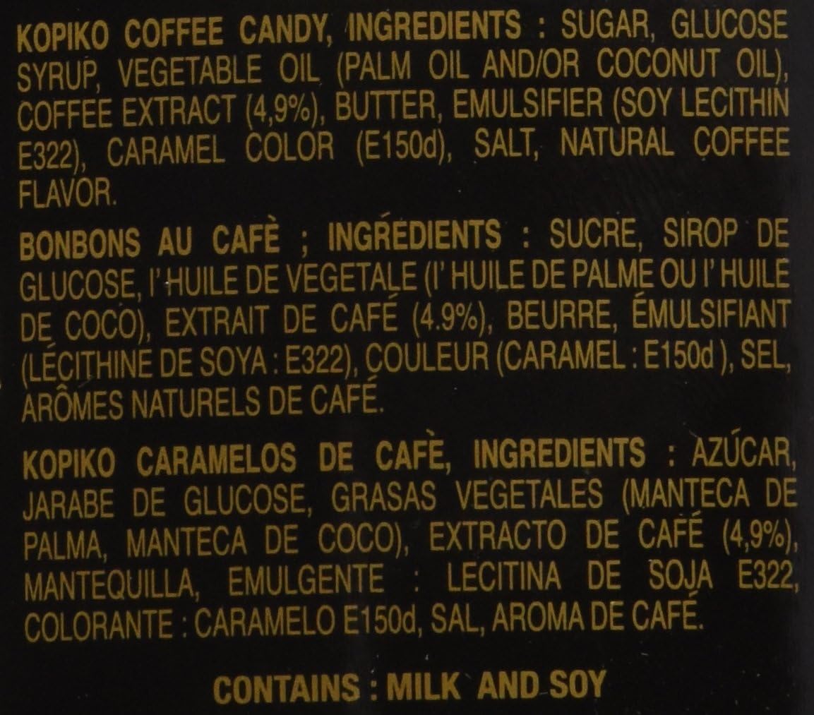 Kopiko Coffee Candy jar with label details