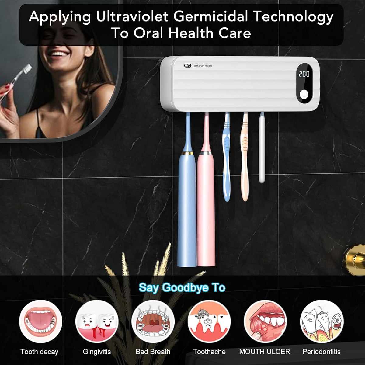 StarWin 5 slot toothbrush cleaner showing internal UV light