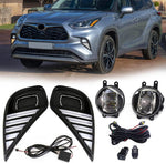 VGETTING Toyota Highlander daytime running light kit installed on a silver front bumper showing white LED illumination.