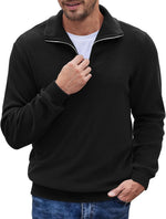 COOFANDY Men's Quarter Zip Up Pullover Mock Neck Long Sleeve Sweater Casual Corduroy Polo Sweatshirt - Image 12