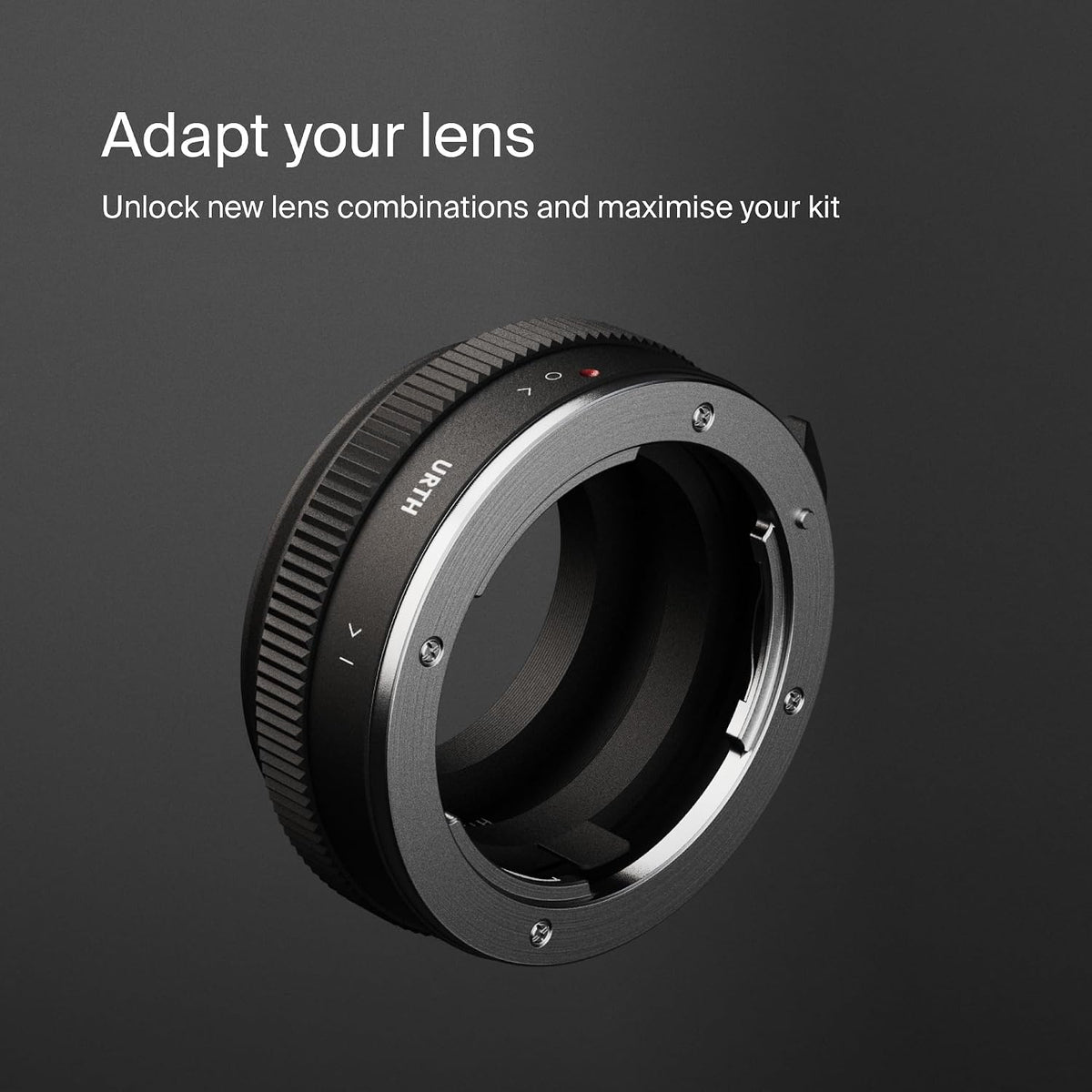 Urth manual lens adapter angled perspective with knurled grip rings