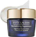 Estee Lauder Revitalizing Supreme Night Power Bounce Cream front view jar on white background.