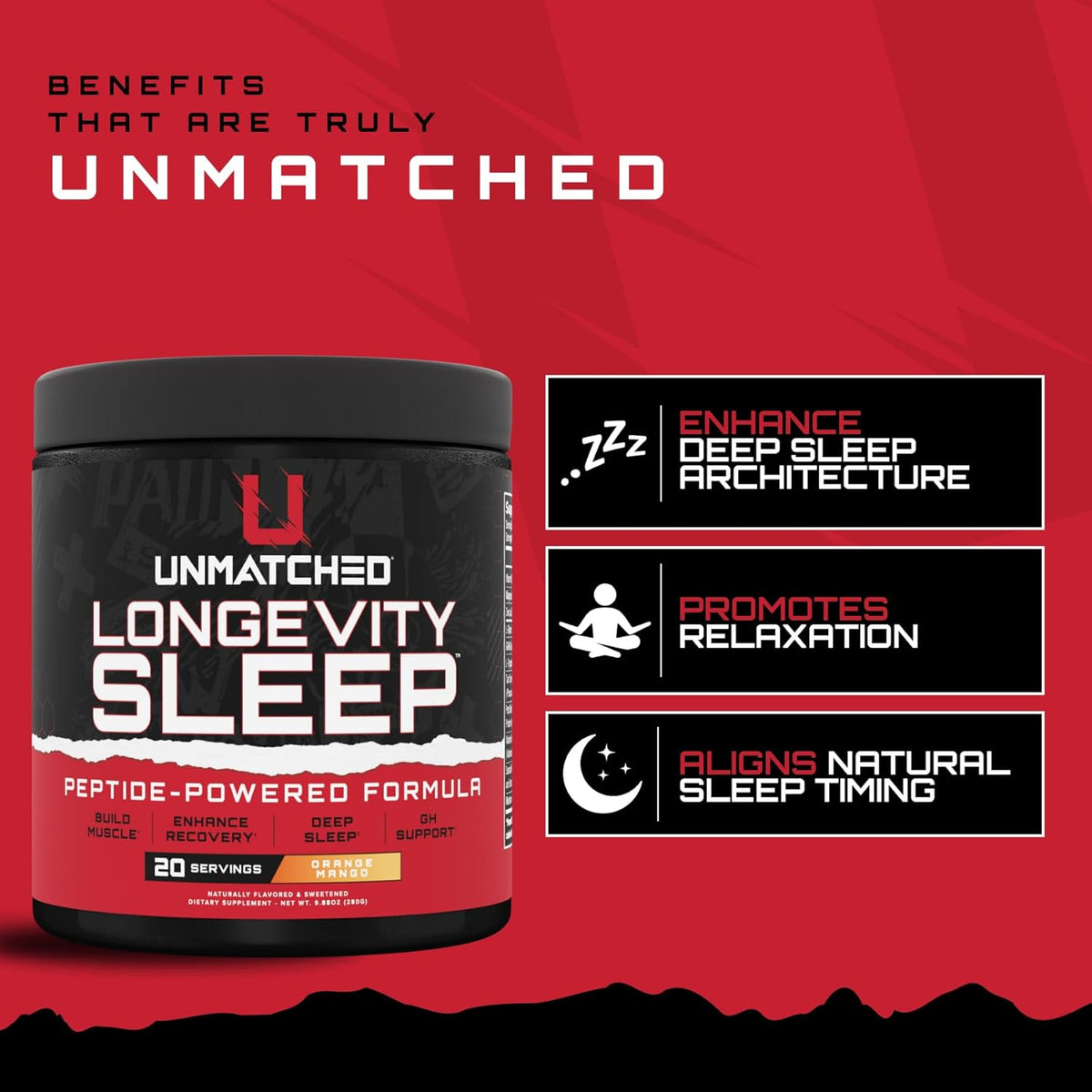 Unmatched Longevity Sleep | PeptiSleep Sleep & Recovery Formula with Melatonin, Magnesium & Senactiv | Advanced Nighttime Support | 20 Servings (Lemon Drop) - Image 3