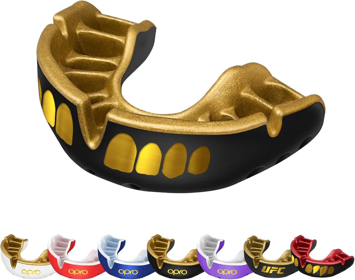 OPRO Gold Level Moldable Mouth Guard Premium Fit (Black/Gold) Adult & Kids Boxing Mouthguard for MMA & Impact Sports, Easy Self-Fit Mouth Guard for Sports, Football & Hockey - Includes Case - Image 14