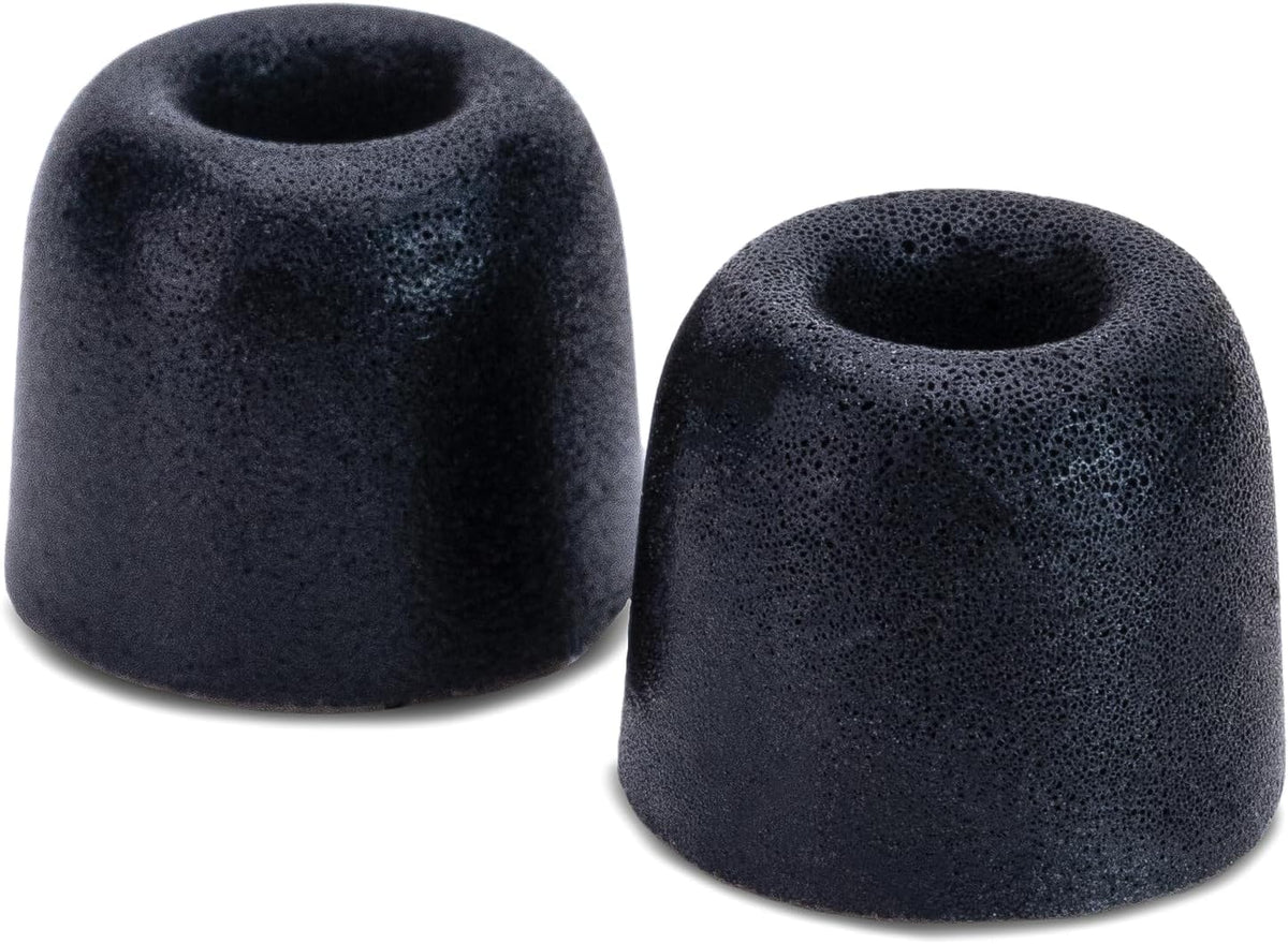 Dekoni Audio memory foam tips showing passive noise isolation design
