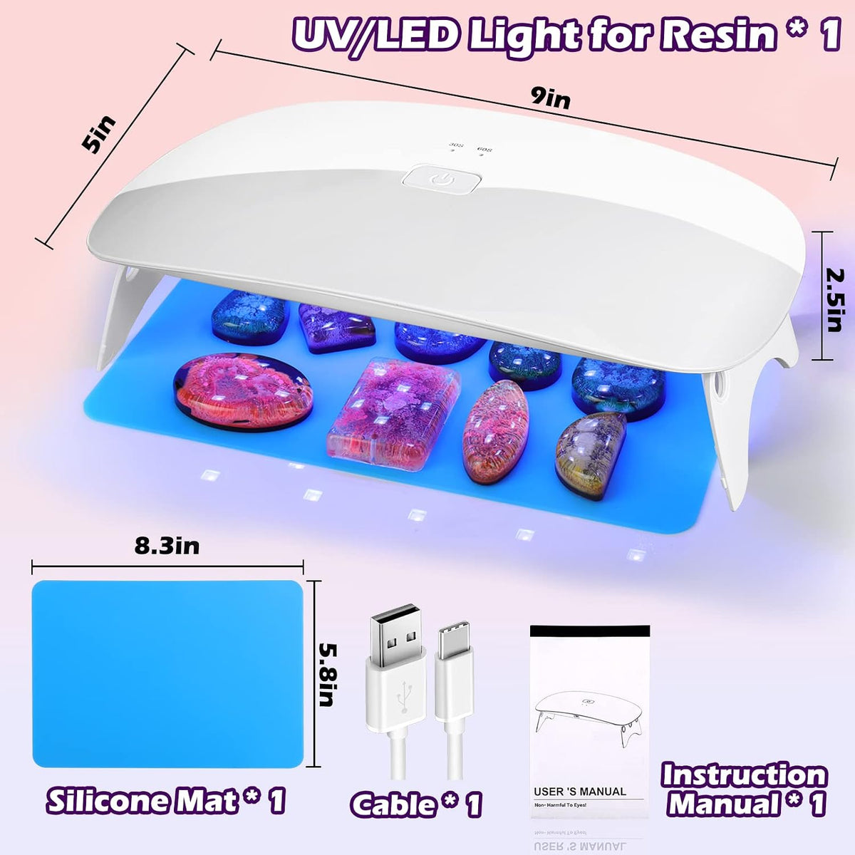 Baborui UV resin light operating with internal dual light source beads lit up