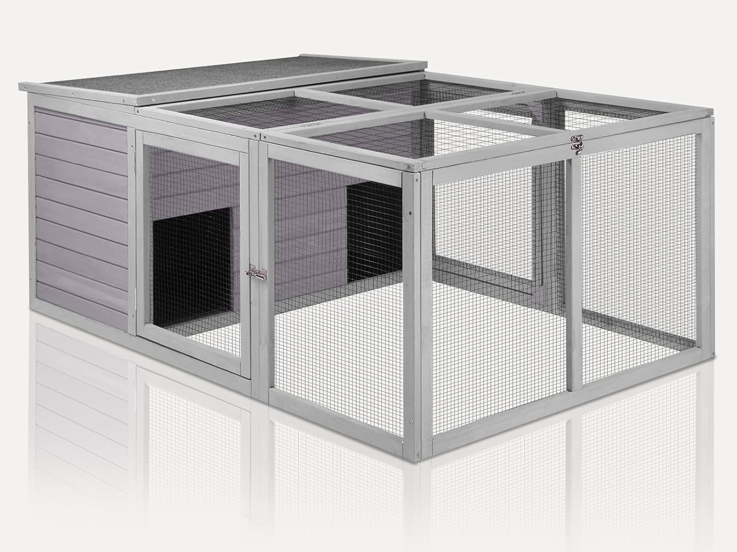 Chicken Coop Large Wooden Rabbit Hutch Indoor Outdoor with 2 Living House ANG PVC Layer for Chicken, Hutch, Ducks - Image 1